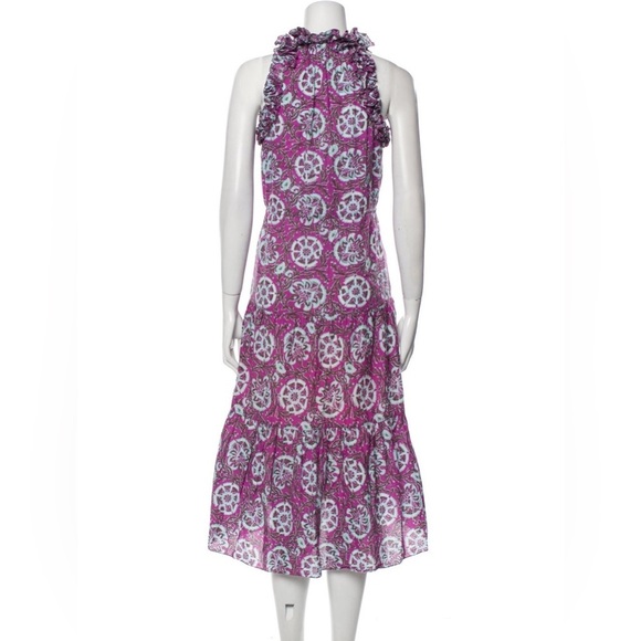1026 Figue Printed Midi Dress Size Medium Color Purple - Picture 3 of 8
